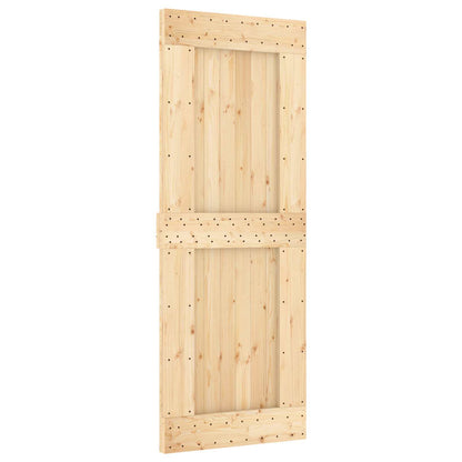 Sliding Door Natural and Black 80 x 210 cm Solid Pine Wood