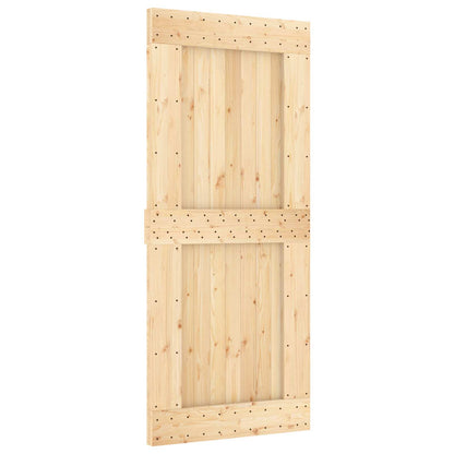 Sliding Door Natural and Black Solid Pine Wood (Untreated)