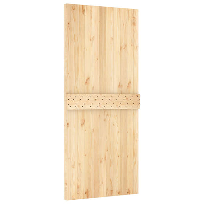 Sliding Door Natural and Black Solid Pine Wood (Untreated)
