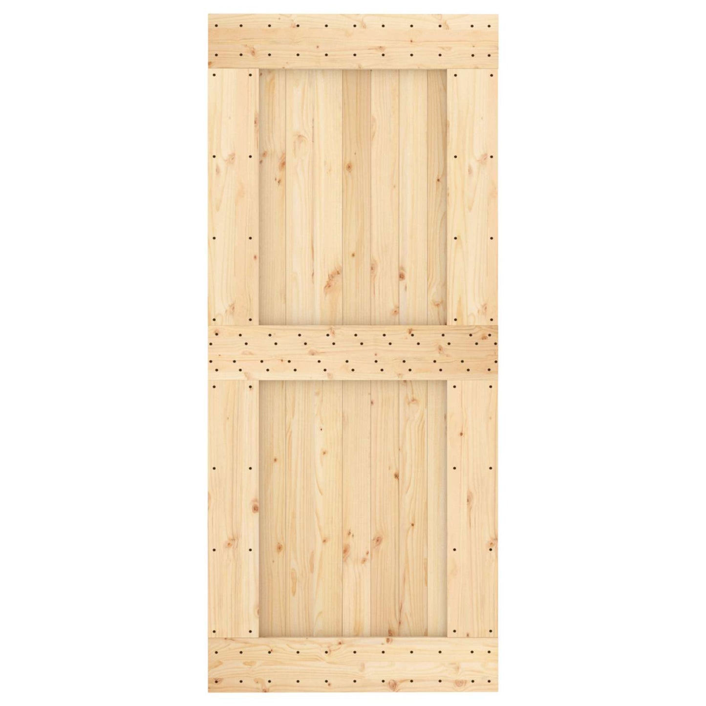 Sliding Door Natural and Black Solid Pine Wood (Untreated)