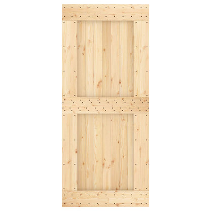 Sliding Door Natural and Black Solid Pine Wood (Untreated)