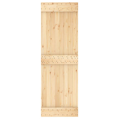 Sliding Door Natural and Black 70 x 210 cm Solid Pine Wood