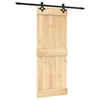 Sliding Door Natural and Black 80 x 210 cm Solid Pine Wood