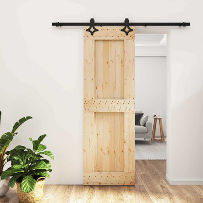 Sliding Door Natural and Black 70 x 210 cm Solid Pine Wood