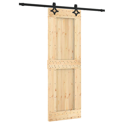 Sliding Door Natural and Black 70 x 210 cm Solid Pine Wood