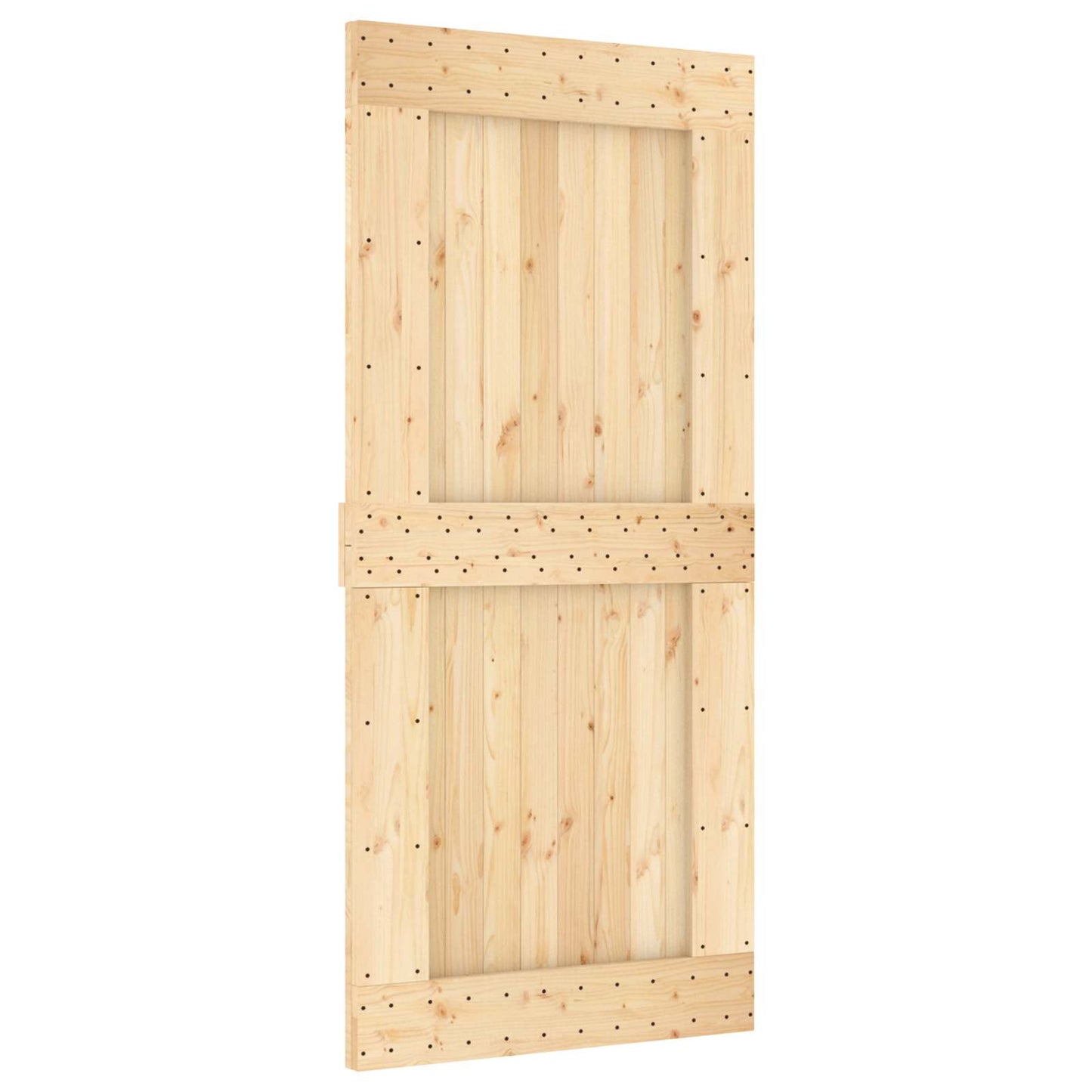 Sliding Door Natural and Black 95 x 210 cm Solid Pine Wood
