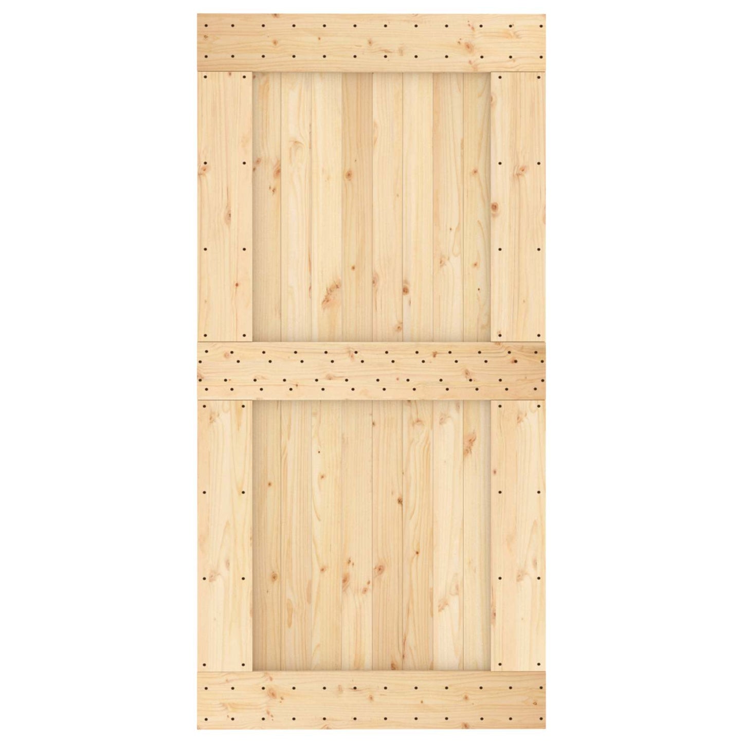 Sliding Door Natural and Black 100 x 210 cm Solid Pine Wood