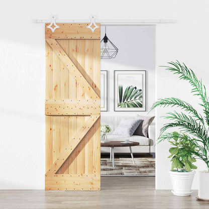 Sliding Door Natural and White 70 x 210 cm Solid Pine Wood