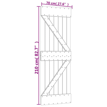 Sliding Door Natural and White 70 x 210 cm Solid Pine Wood
