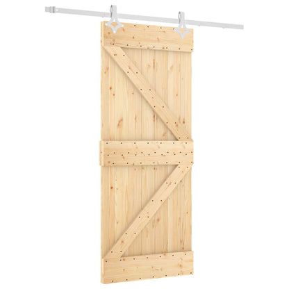 Sliding Door Natural and White 85 x 210 cm Solid Pine Wood