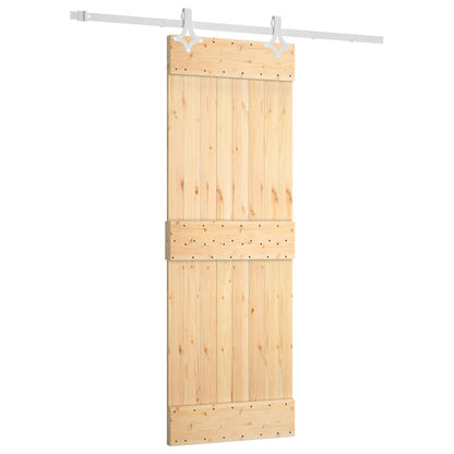 Sliding Door Natural and White 70 x 210 cm Solid Pine Wood