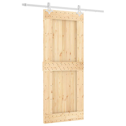 Sliding Door Natural and White 85 x 210 cm Solid Pine Wood