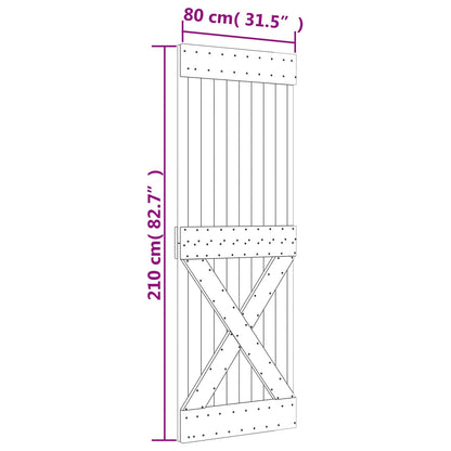 Sliding Door Natural and White 80 x 210 cm Solid Pine Wood