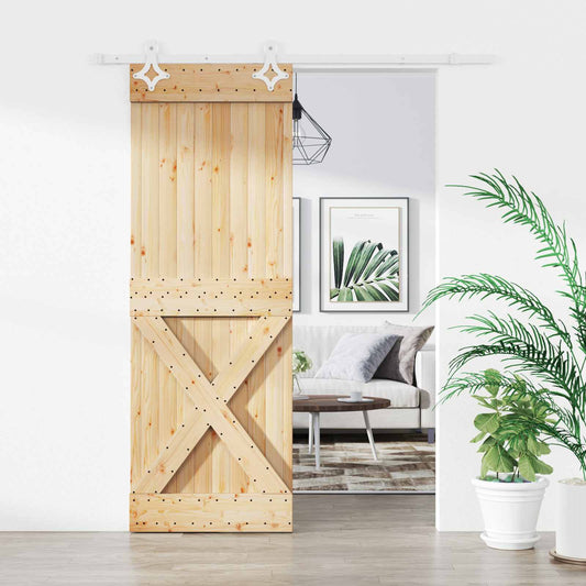 Sliding Door 85 x 210 cm Solid Pine Wood (Untreated)
