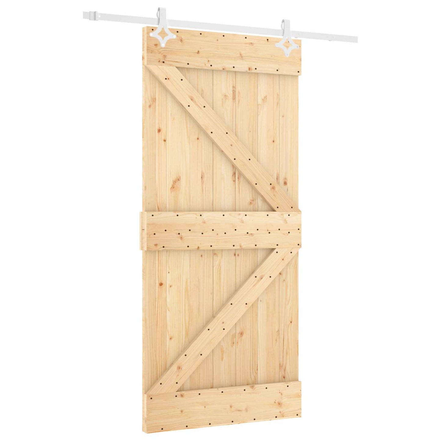 Sliding Door Natural and White 100 x 210 cm Solid Pine Wood