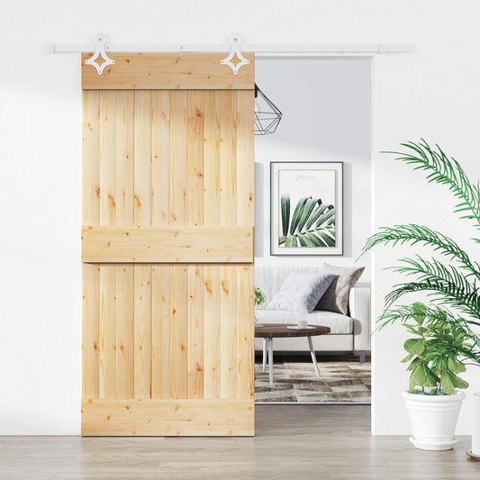 Sliding Door 90 x 210 cm Solid Pine Wood (Untreated)