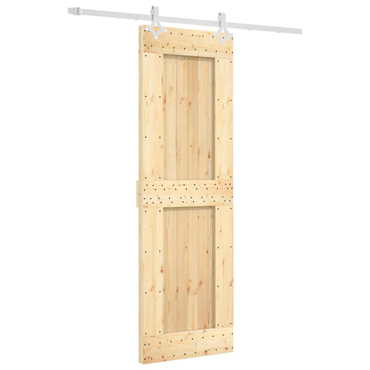 Sliding Door Natural and White 70 x 210 cm Solid Pine Wood