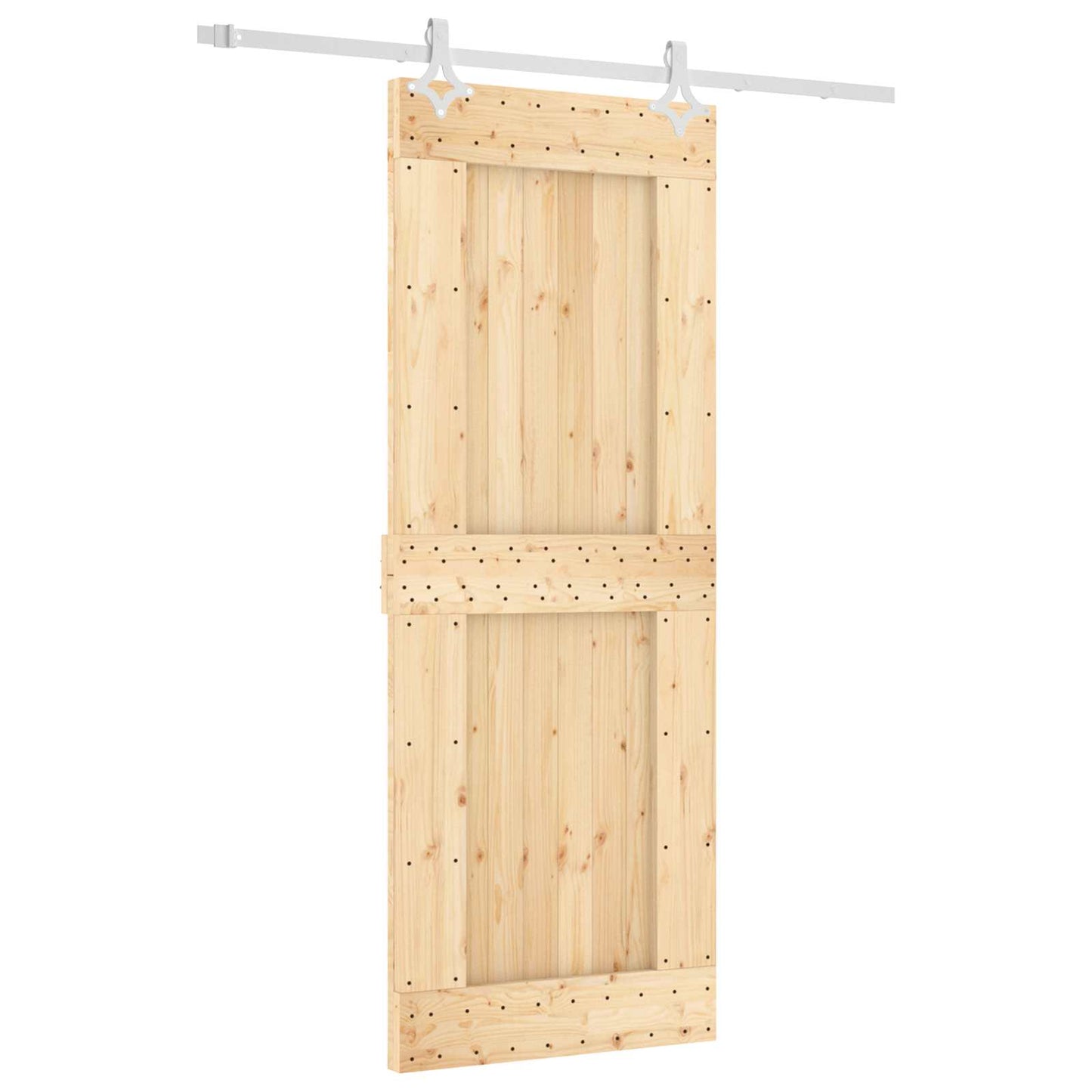 Sliding Door Natural and White 80 x 210 cm Solid Pine Wood