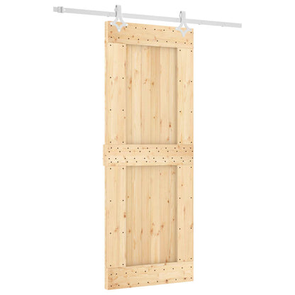 Sliding Door Natural and White 80 x 210 cm Solid Pine Wood