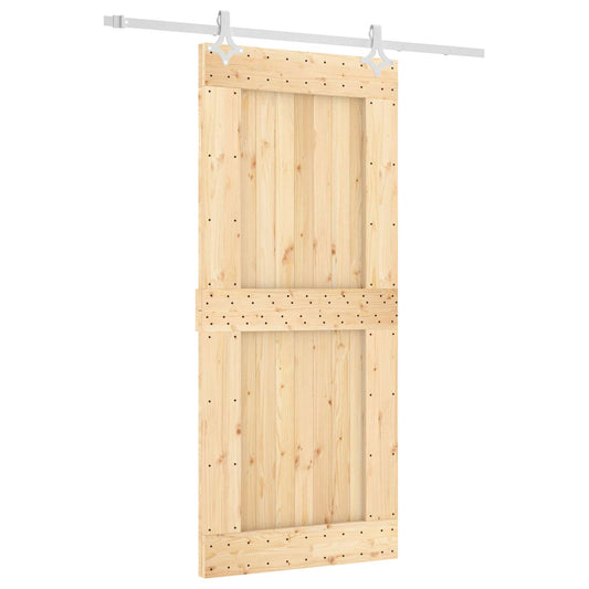 Sliding Door 90 x 210 cm Solid Pine Wood (Untreated)