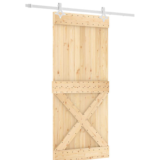 Sliding Door 90 x 210 cm Solid Pine Wood (Untreated)