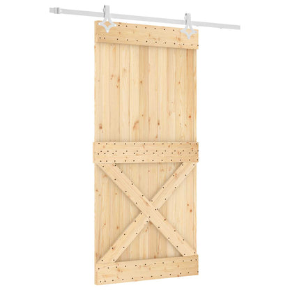 Sliding Door Natural and White 95 x 210 cm Solid Pine Wood