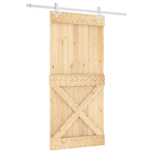 Sliding Door 95 x 210 cm Solid Pine Wood (Untreated)