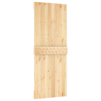 Sliding Door Natural and Black 80 x 210 cm Solid Pine Wood