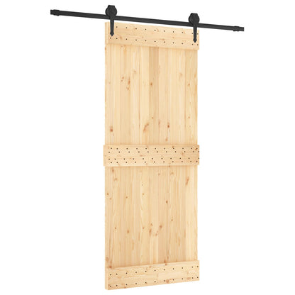 Sliding Door Natural and Black 85 x 210 cm Solid Pine Wood