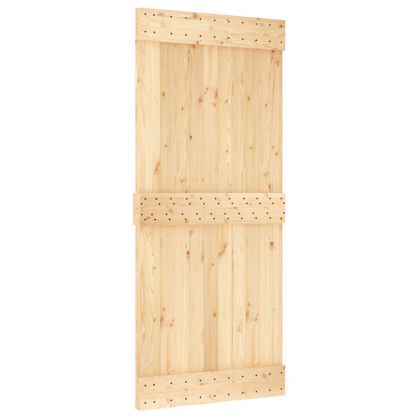 Sliding Door Natural and Black 90 x 210 cm Solid Pine Wood