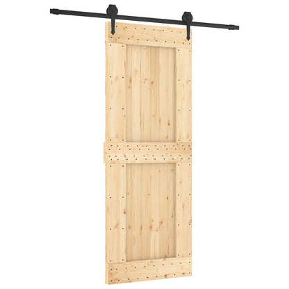 Sliding Door Natural and Black 80 x 210 cm Solid Pine Wood