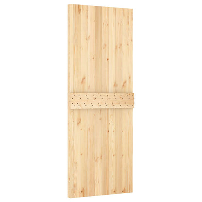 Sliding Door Natural and Black 80 x 210 cm Solid Pine Wood