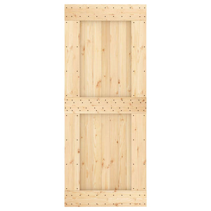 Sliding Door Natural and Black 85 x 210 cm Solid Pine Wood