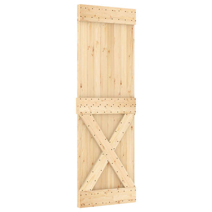 Sliding Door Natural and Black 70 x 210 cm Solid Pine Wood