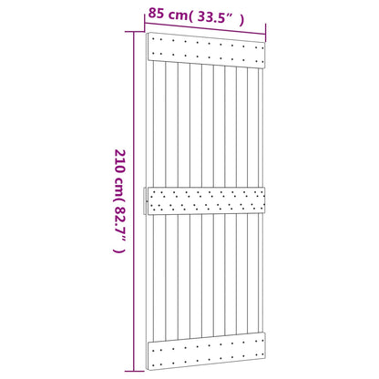 Sliding Door Natural and Black 85 x 210 cm Solid Pine Wood