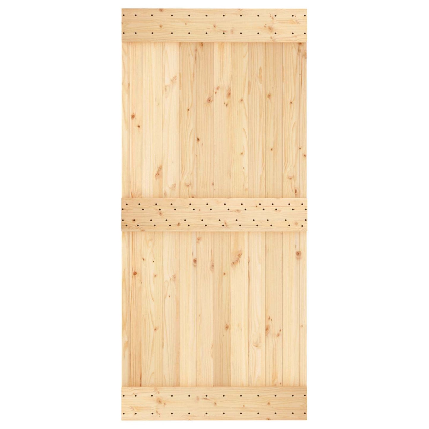 Sliding Door Natural and Black 95 x 210 cm Solid Pine Wood