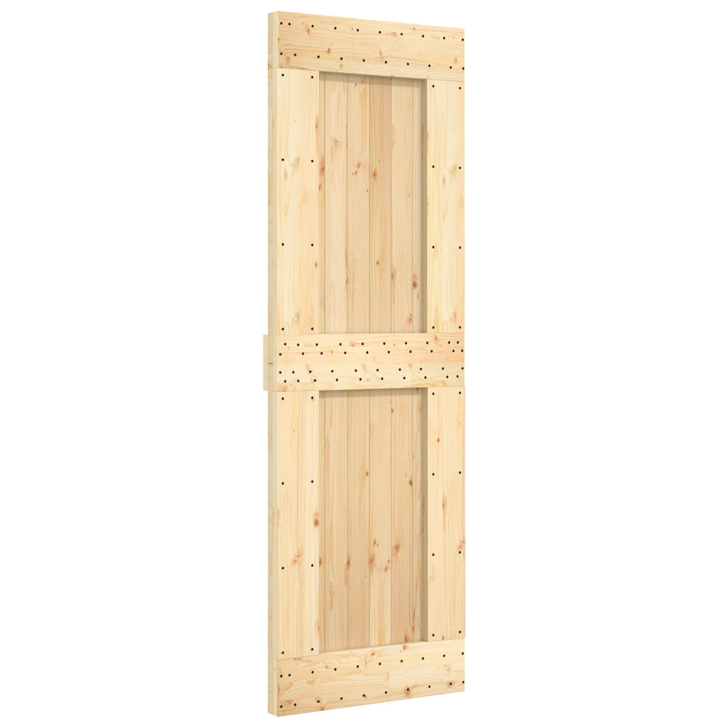 Sliding Door Natural and Black 70 x 210 cm Solid Pine Wood