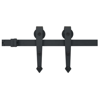 Sliding Door Natural and Black 85 x 210 cm Solid Pine Wood