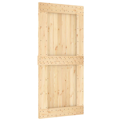 Sliding Door Natural and Black 95 x 210 cm Solid Pine Wood