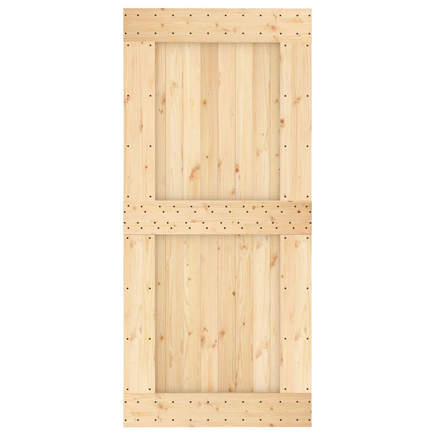 Sliding Door Natural and Black 95 x 210 cm Solid Pine Wood