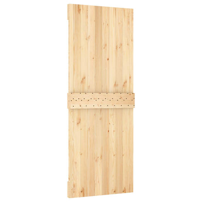 Sliding Door Natural and Black 80 x 210 cm Solid Pine Wood
