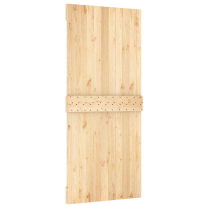 Sliding Door Natural and Black 90 x 210 cm Solid Pine Wood