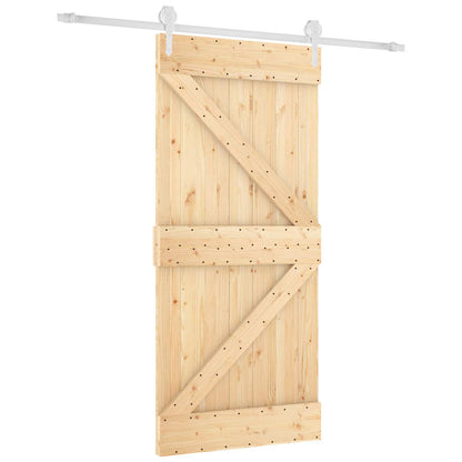 Sliding Door Natural and White 95 x 210 cm Solid Pine Wood