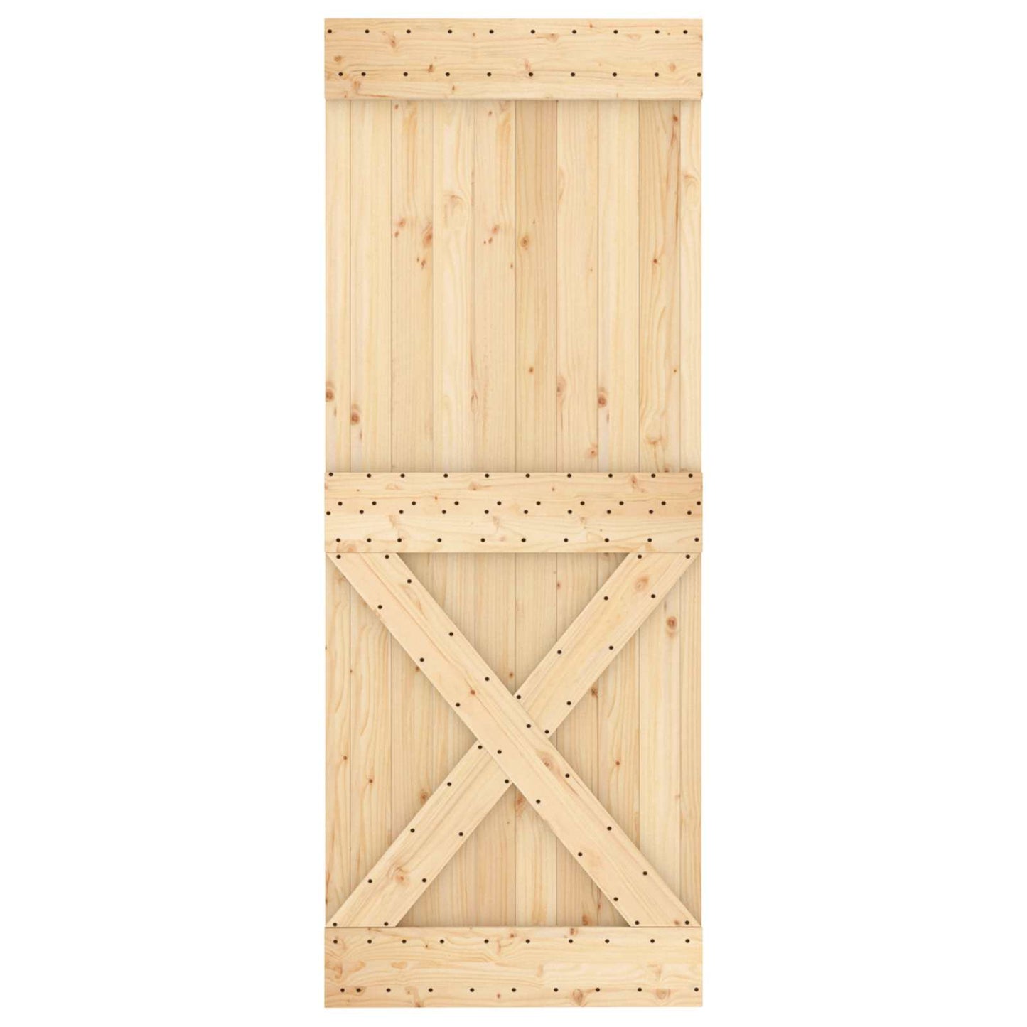 Sliding Door Natural and White 90 x 210 cm Solid Pine Wood