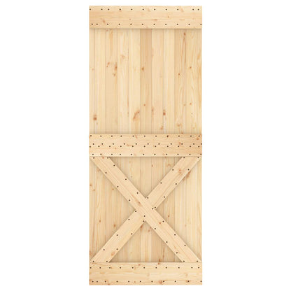 Sliding Door Natural and White 100 x 210 cm Solid Pine Wood