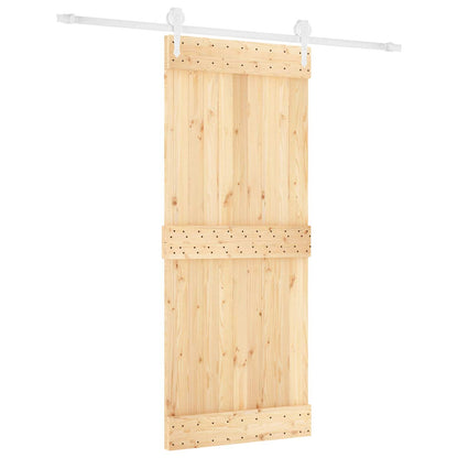 Sliding Door Natural and White 85 x 210 cm Solid Pine Wood