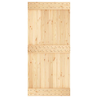 Sliding Door Natural and White 95 x 210 cm Solid Pine Wood