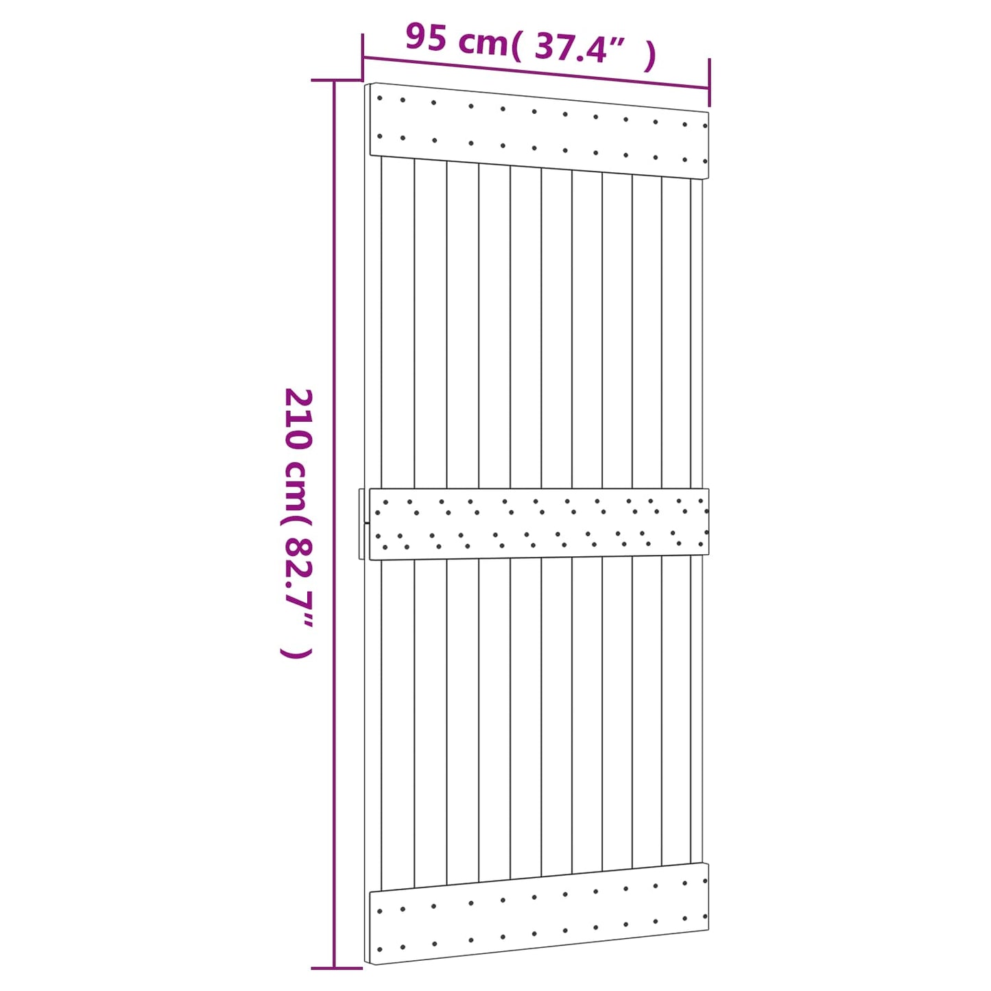 Sliding Door Natural and White 95 x 210 cm Solid Pine Wood