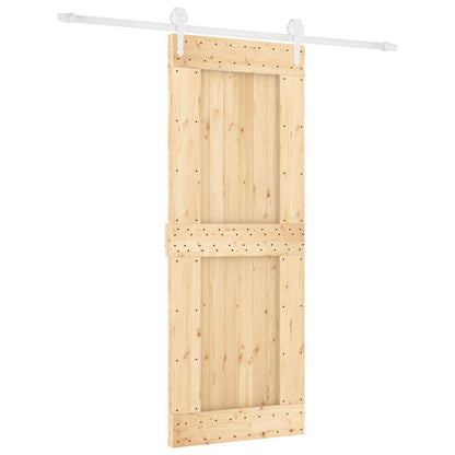 Sliding Door Natural and White 80 x 210 cm Solid Pine Wood