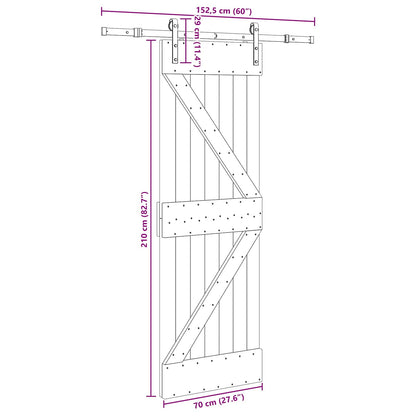 Sliding Door NARVIK Natural and Black 70 x 210 cm (152.5 cm)